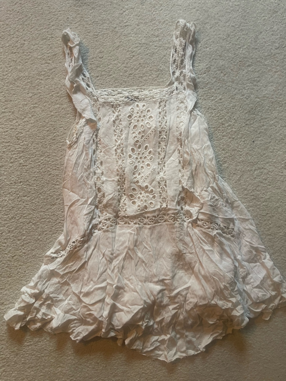 Free People White/Cream Crochet Mini Dress